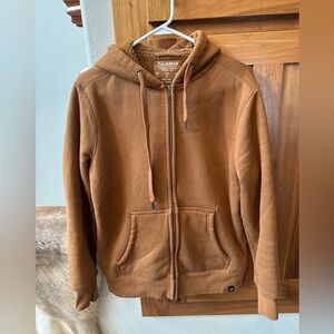 Pull&Bear Men's Tan-Brown Zip Hooded Sweatshirt